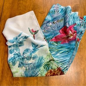 Chico’s Tropical Oblong Pareo Scarf, Rich Colors, Exotic Animals, Tassels, NWOT